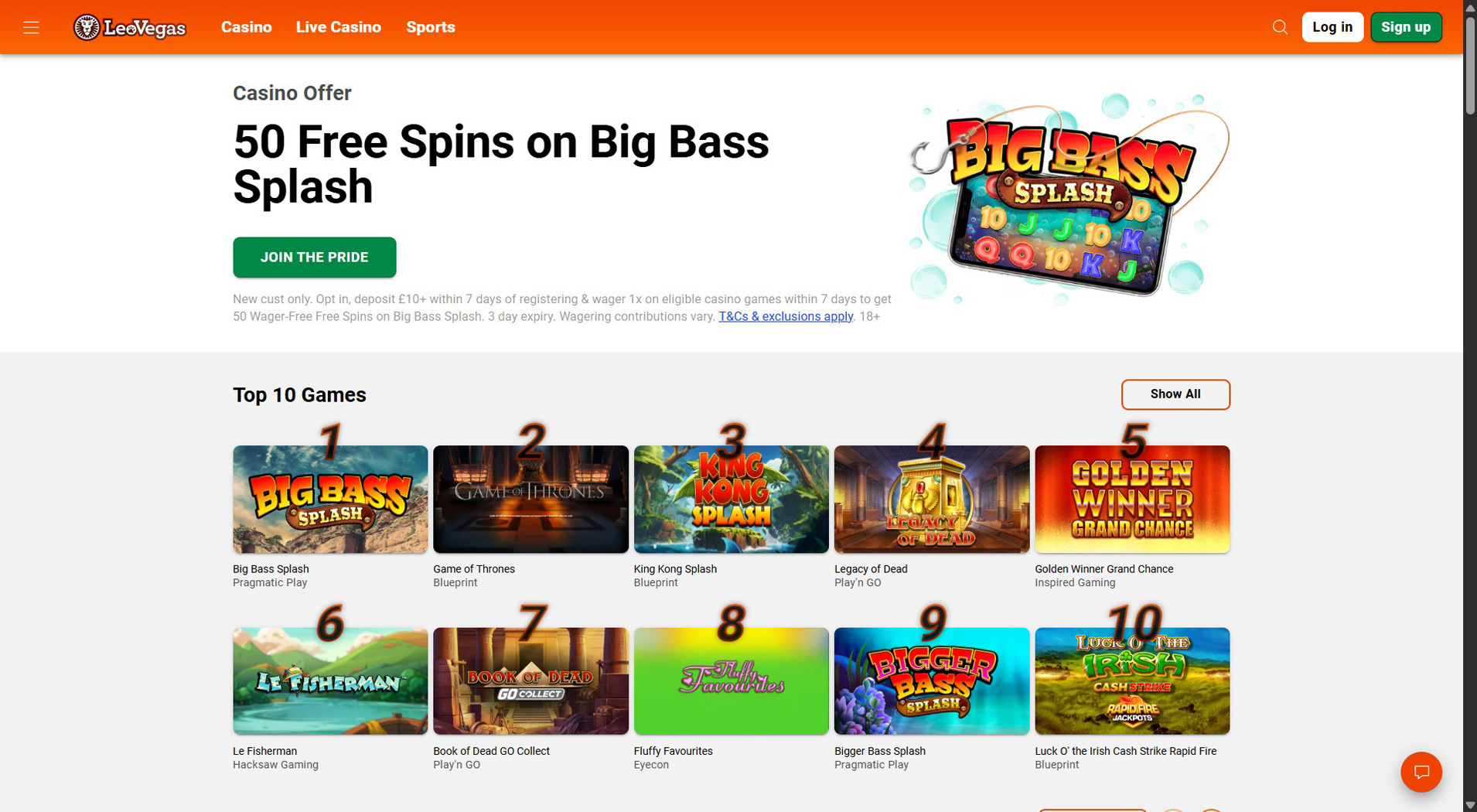 9. LeoVegas- Facile configurazione del casinò Sofort